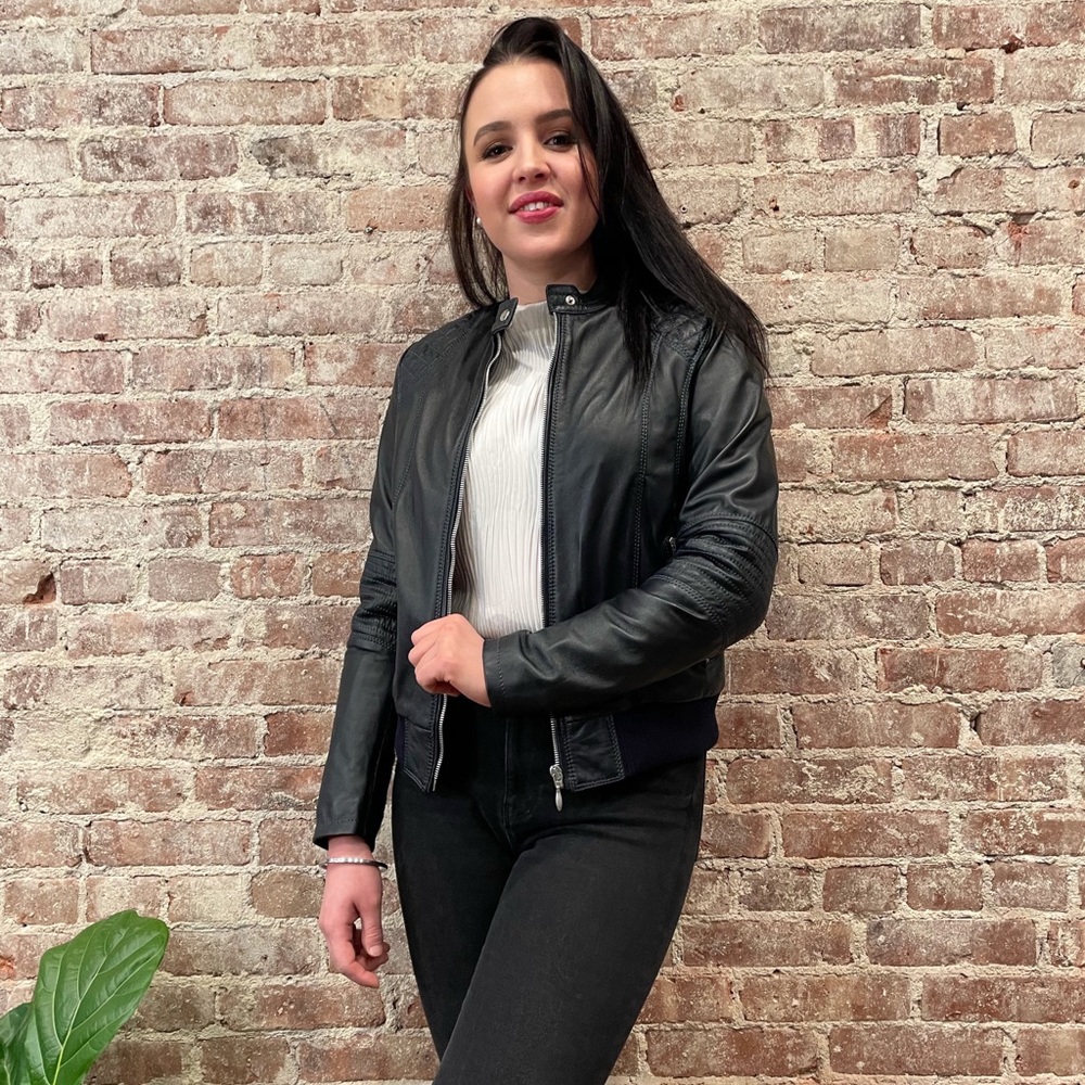 Navy Italian leather jacket